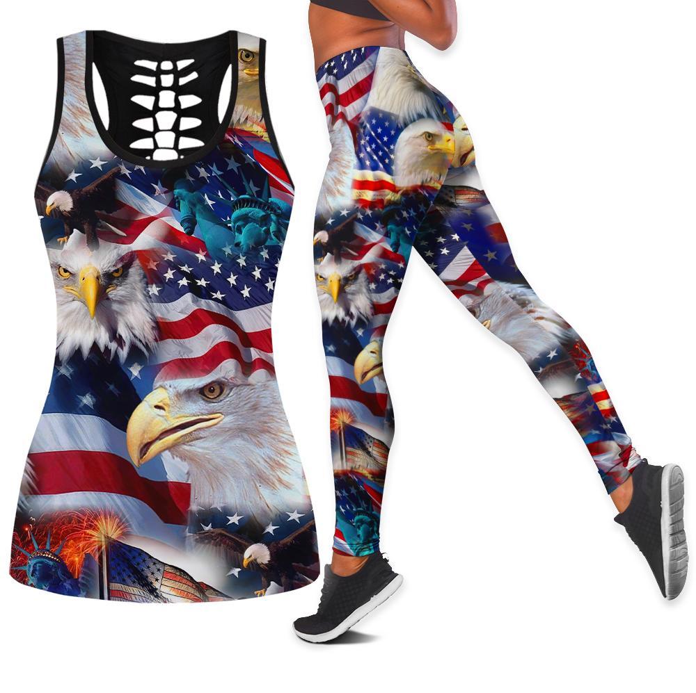 American 3D All Over Printed Legging + Hollow Tank