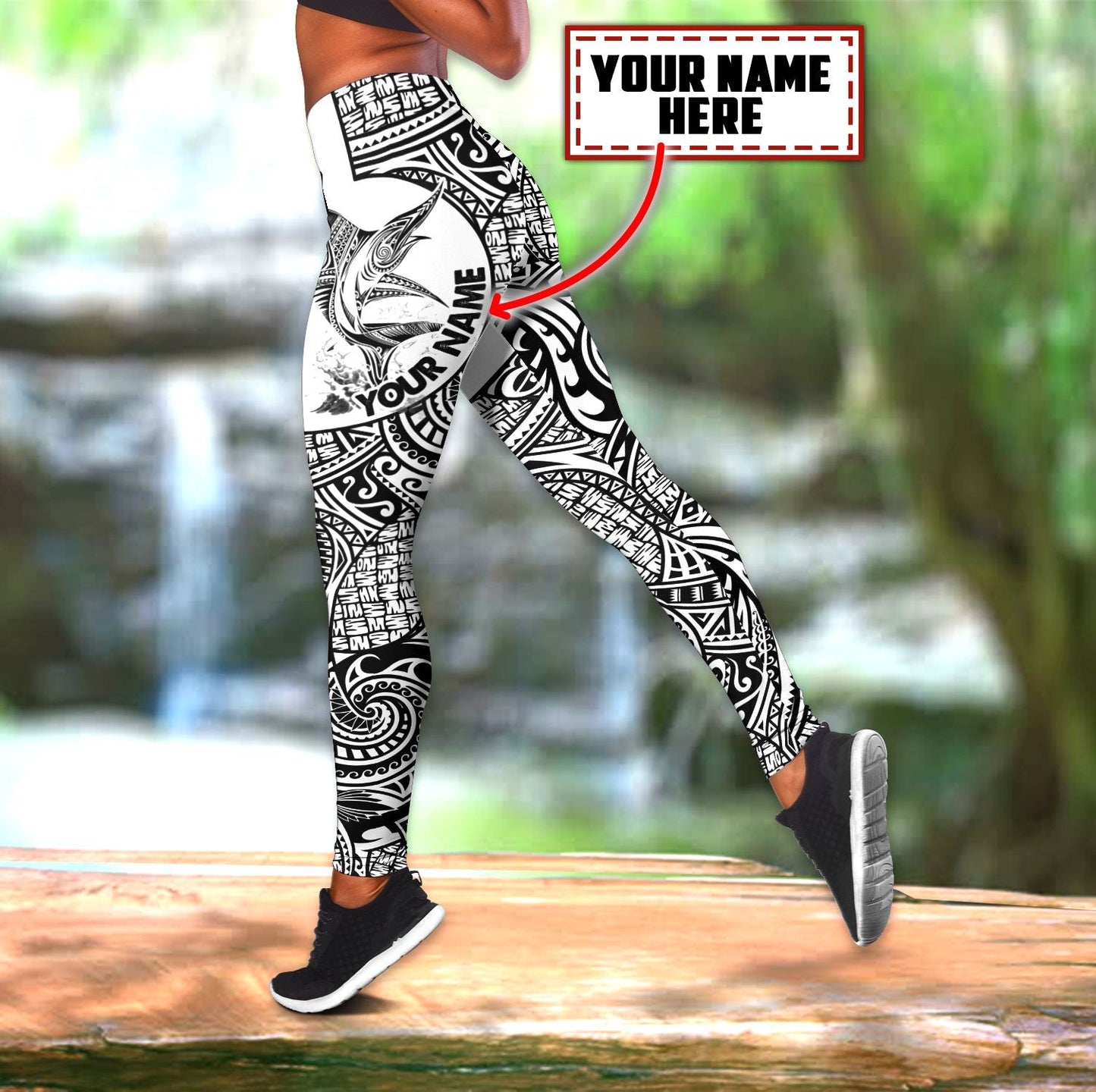 Amazing Polynesian Marlins Fish Personalized Deluxe Legging Tank Top ML