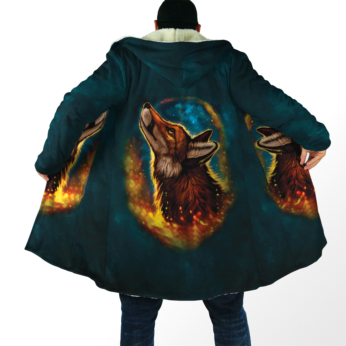 Wolf 3D All Over Printed Unisex Deluxe Hoodie ML
