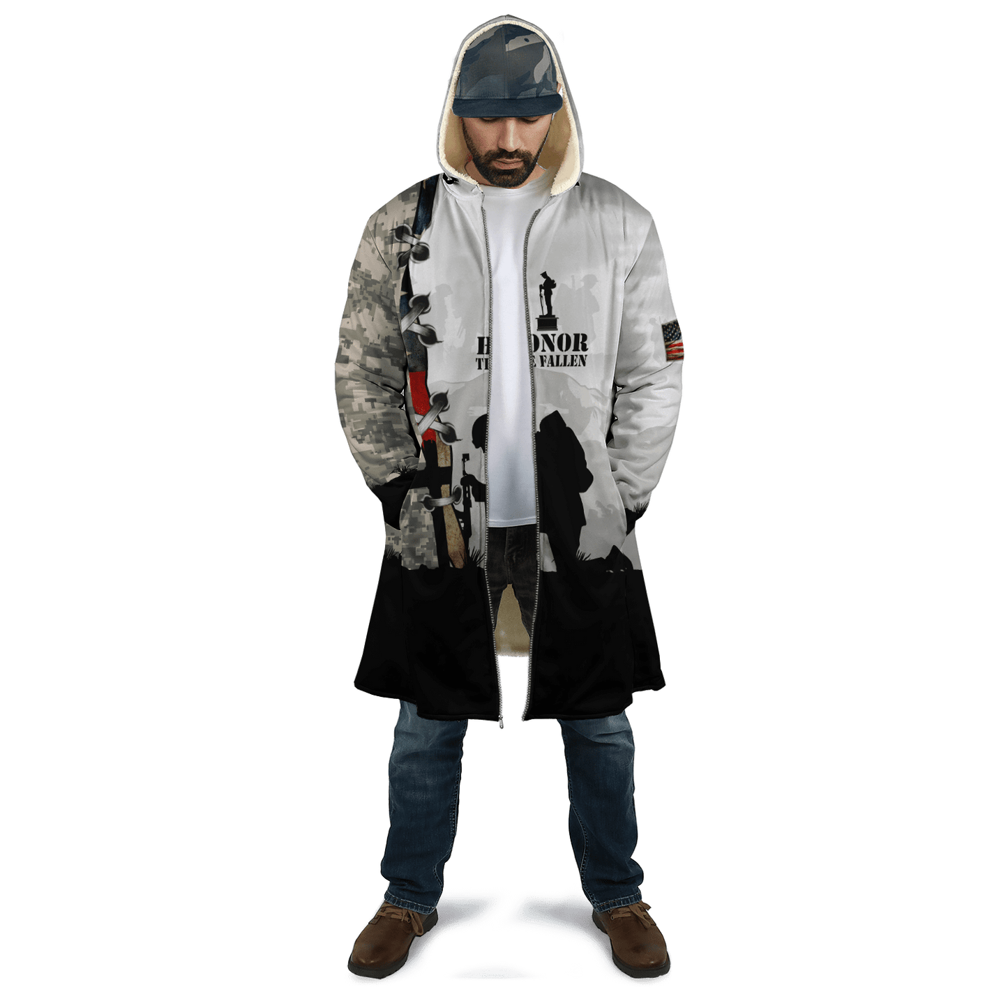 American Veteran 3D Over Printed Unisex Deluxe Hoodie ML