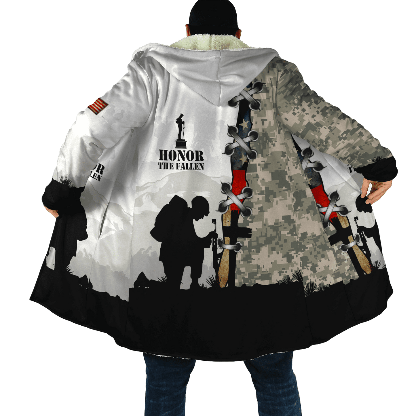 American Veteran 3D Over Printed Unisex Deluxe Hoodie ML
