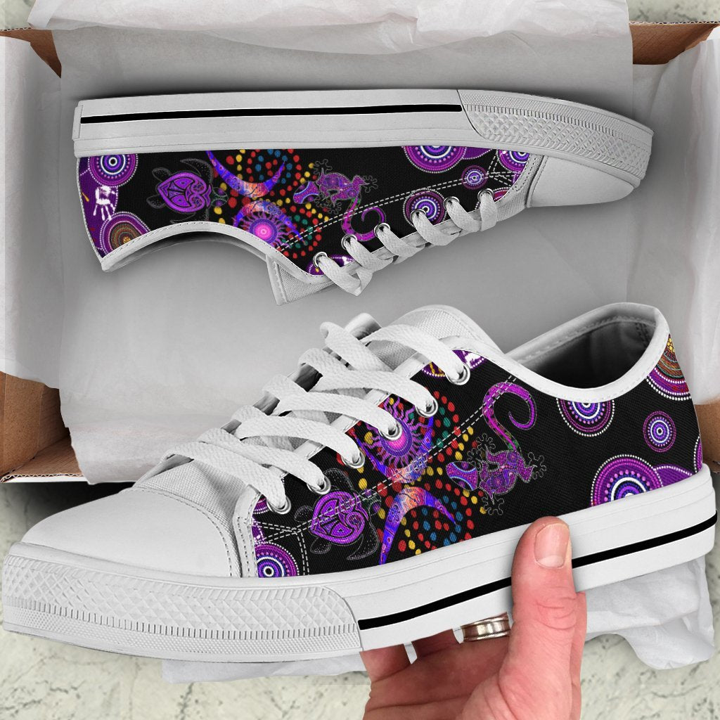 Aboriginal Naidoc Week 2021 Best Purple Turtle Lizard Low Top Shoes