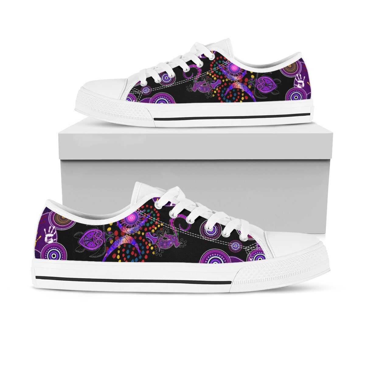 Aboriginal Naidoc Week 2021 Best Purple Turtle Lizard Low Top Shoes