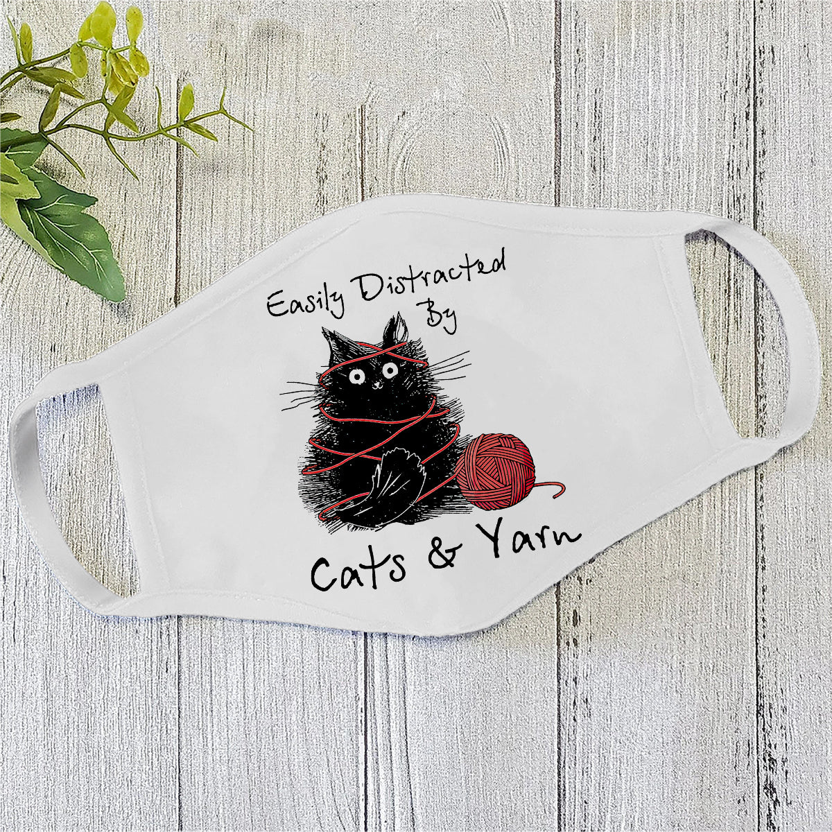 Black Cat and Yarn Love Face Mask DL