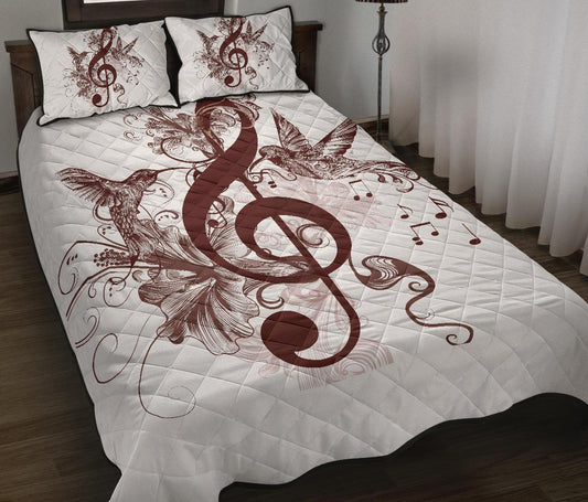 Treble Clef And Hummingbirds Quilt Bed Set By ML ML170601