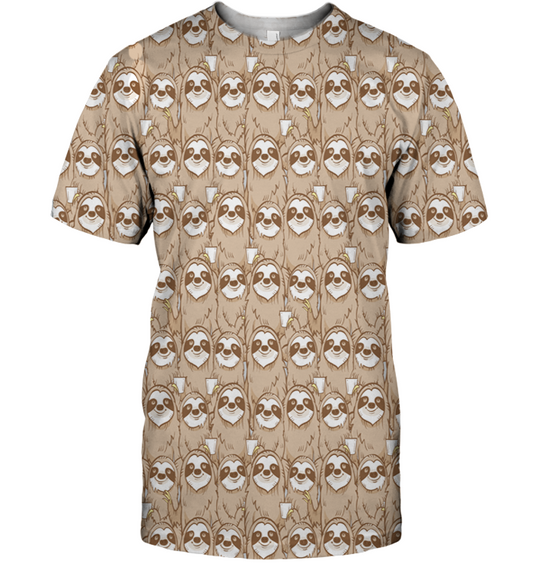 3D All Over Print Funny Sloth Face Shirt-Apparel-6teenth World-T-Shirt-S-Vibe Cosy™