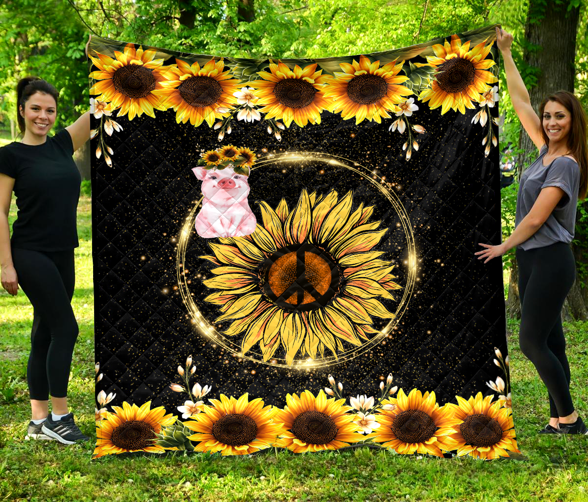 Awesome Pig and Sunflower Quilt VP14112011