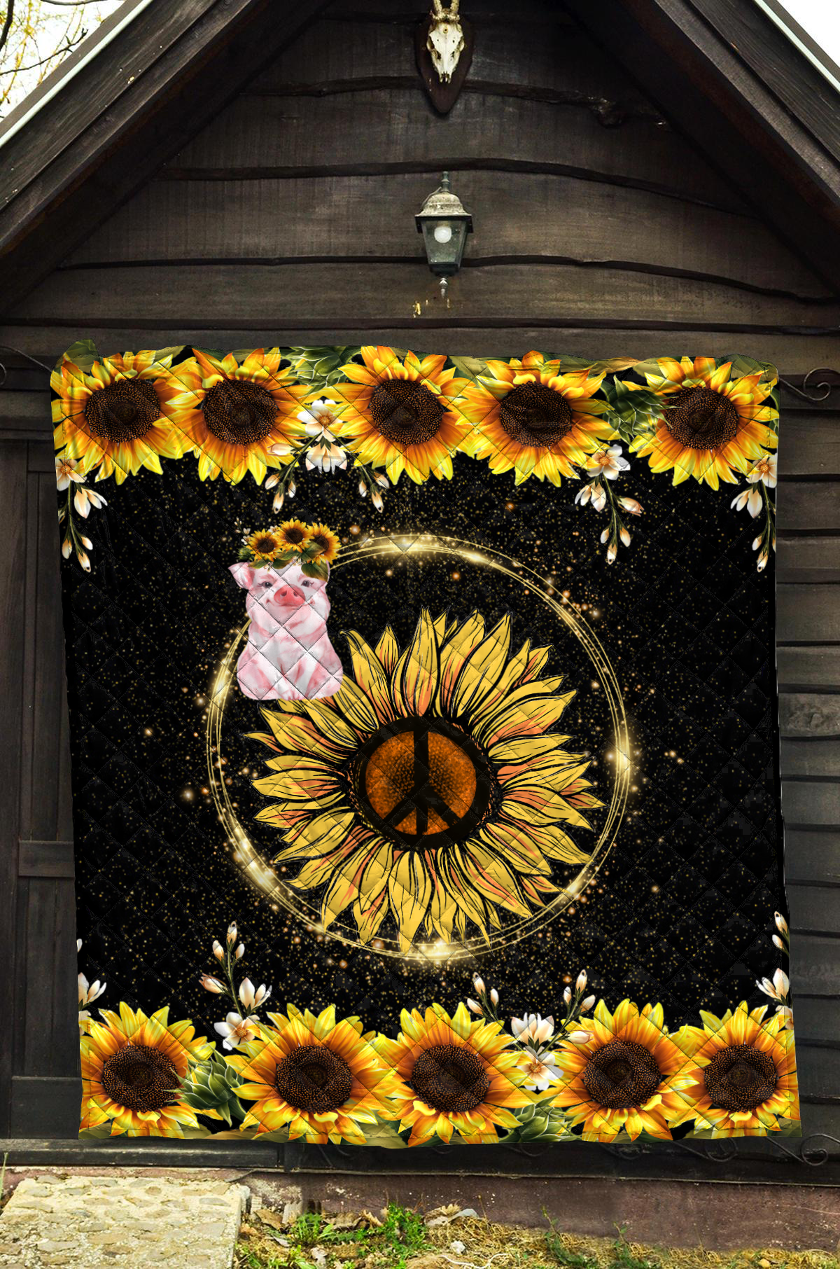 Awesome Pig and Sunflower Quilt VP14112011