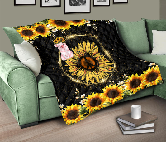 Awesome Pig and Sunflower Quilt VP14112011