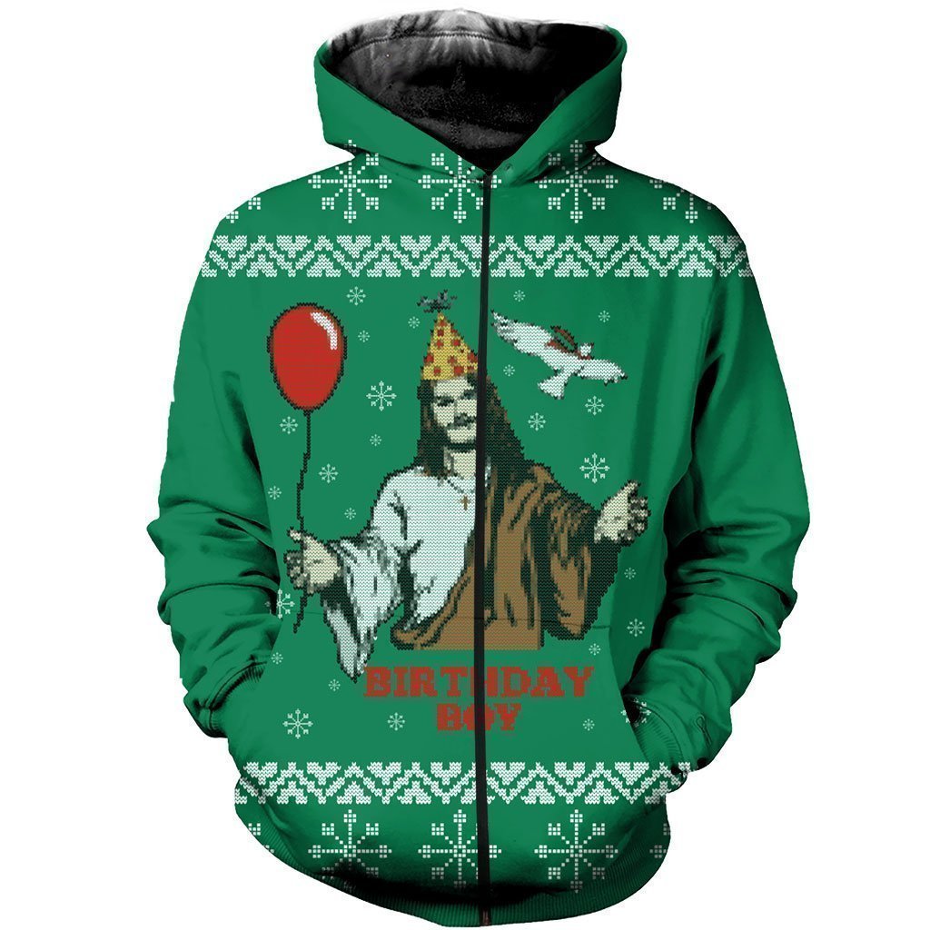 3D All Over Printed Ugly Sweater Happy Birthday Jesus Shirts and Shorts - Amaze Style™-Jesus