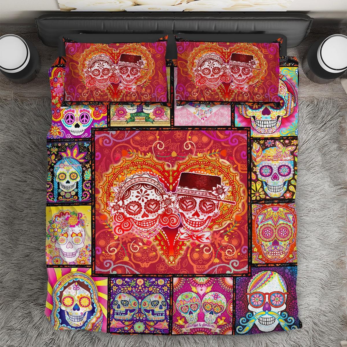 Sugar Skull Couple Bedding Set AM082028