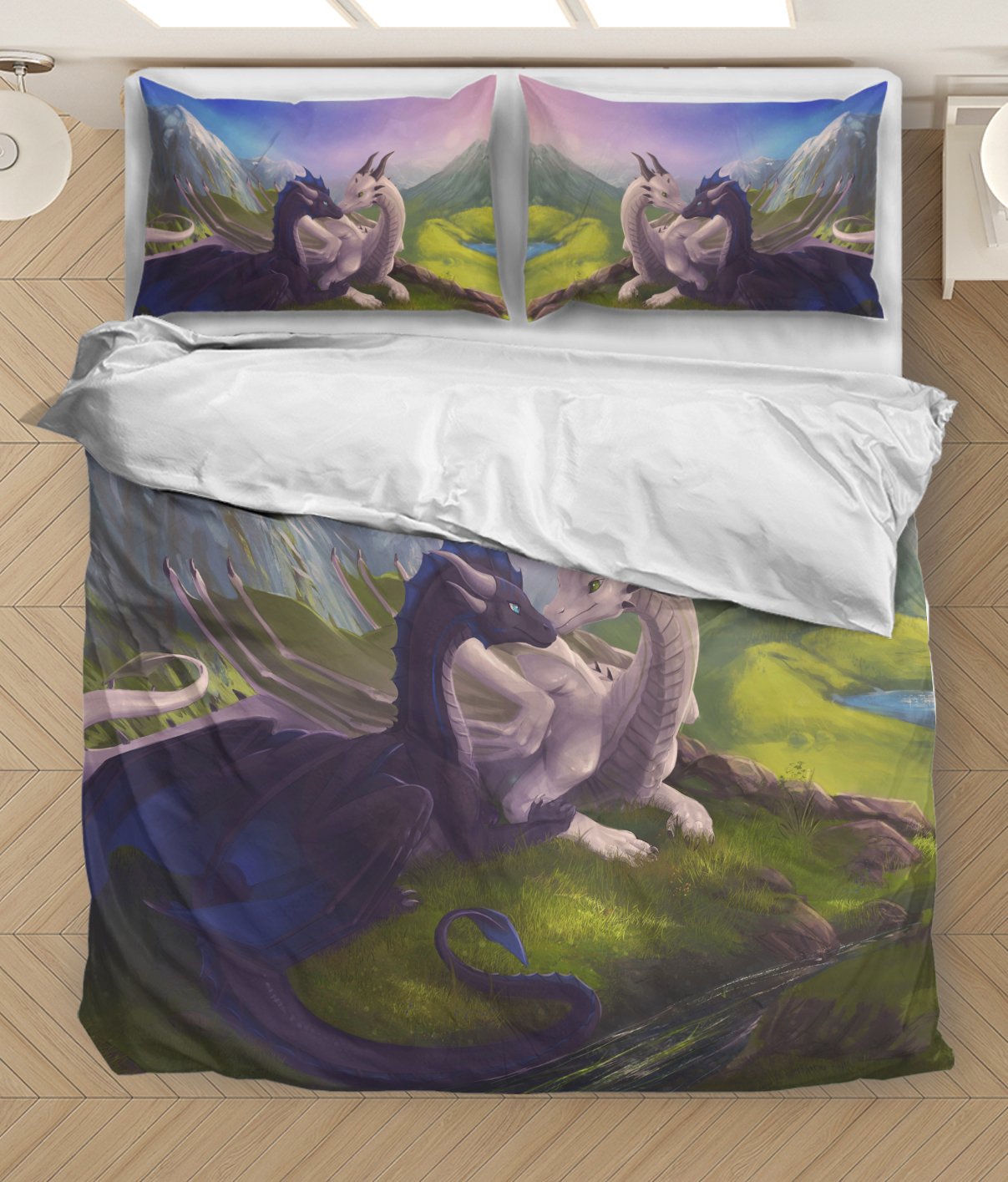 Black & Blue Dragons Bedding Set HAC020701-NM-Bedding Set-NM-Twin-Vibe Cosy™