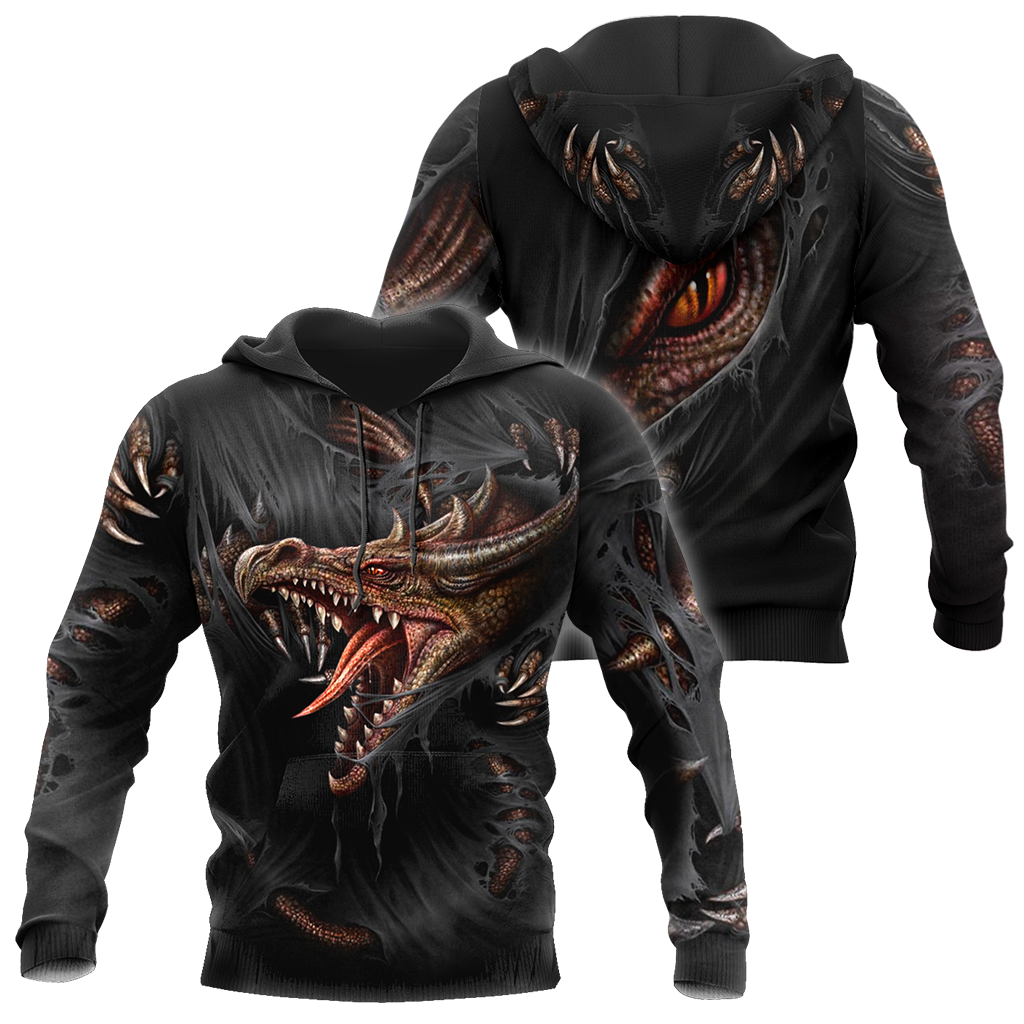 3D Armor Tattoo and Dungeon Dragon Hoodie Pi150104 - Amaze Style™-Apparel