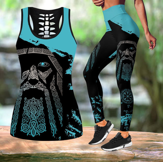 Viking Odin - Wotan Special Blue Combo Tank + Legging - Amaze Style™-Apparel