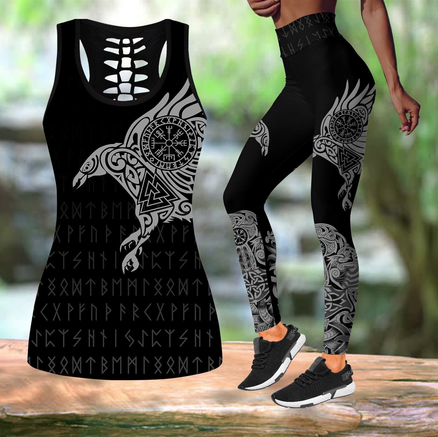 Vikings - The Raven of Odin Tattoo Combo Tank + Legging - Amaze Style™-Apparel