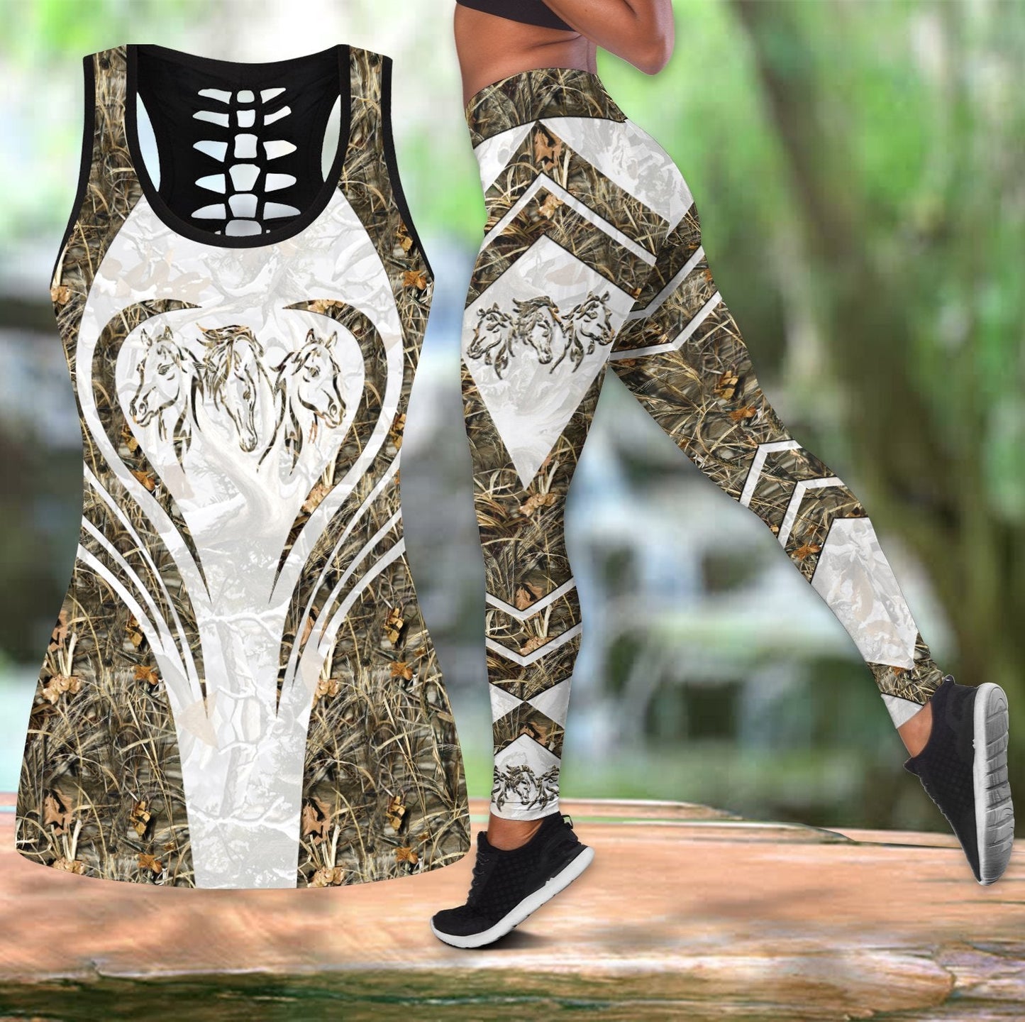 Beautiful Horse Combo Tank + Legging - Pink Pi300303C - Amaze Style™-Apparel