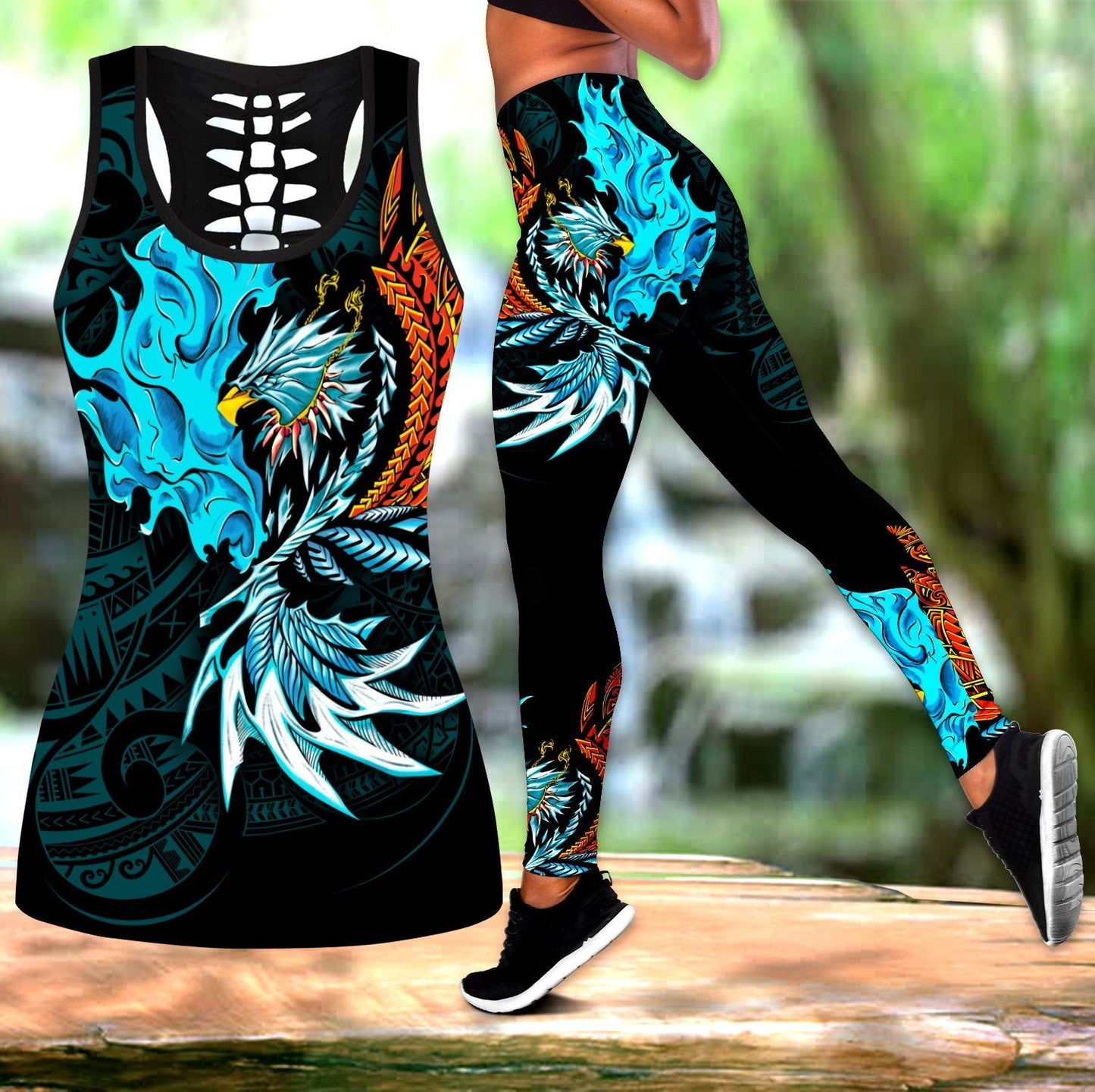 Amazing Eagle Warrior Polynesian Tattoo Legging & Tank top ML