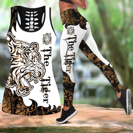 Tiger Brown Tattoo Combo Tank Top + Legging JJW17082003S