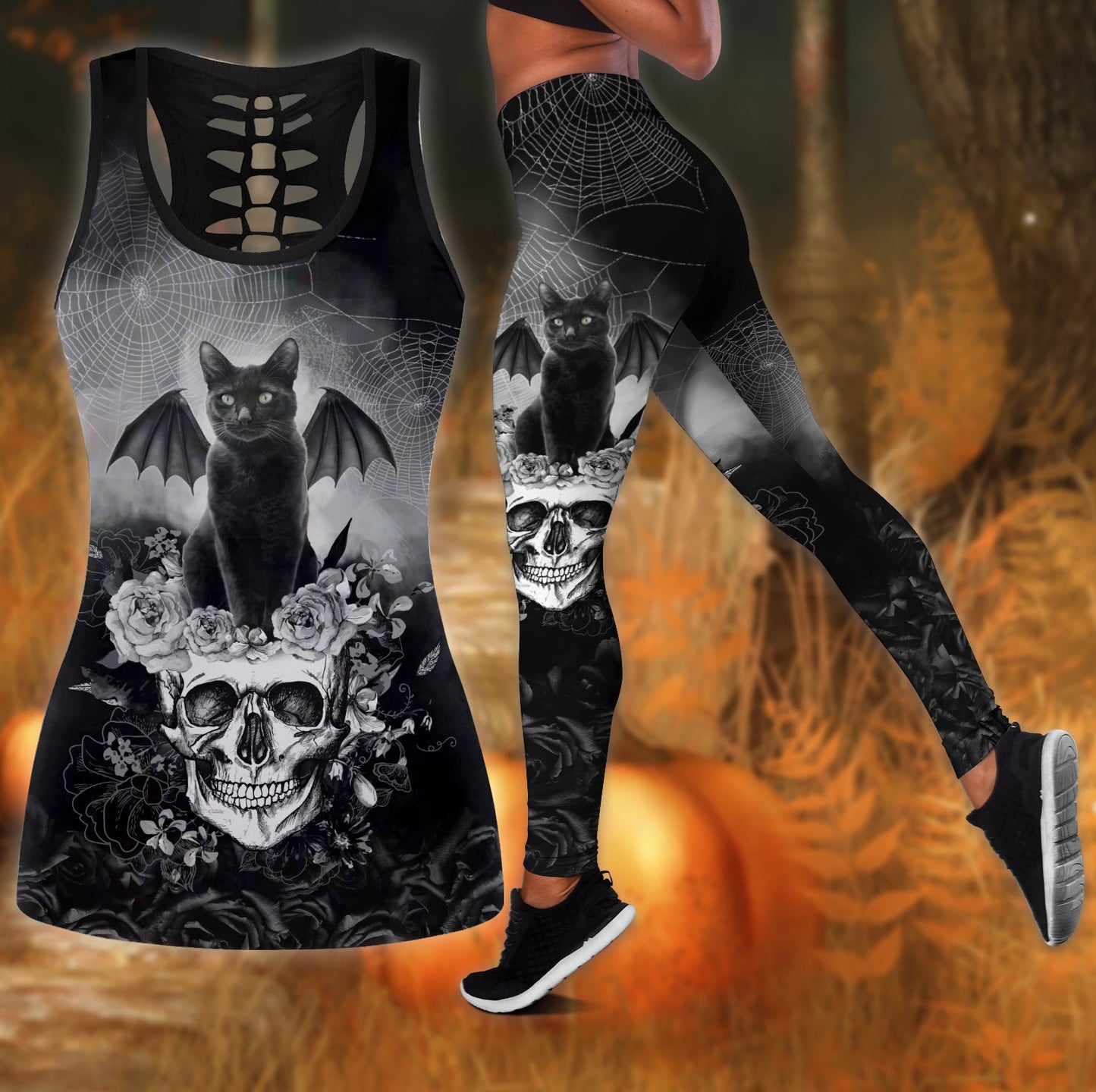Black cat and Skull Tank Top + Legging