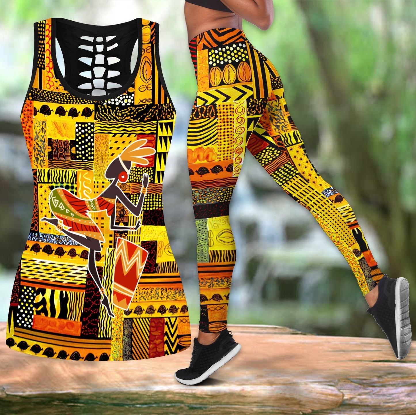 African Girl Dance Pattern Legging & Tank top