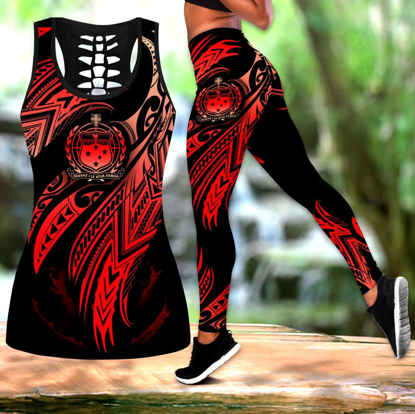 Amazing Samoa Polynesian 3D Tattoo Deluxe Legging & Tank top ML