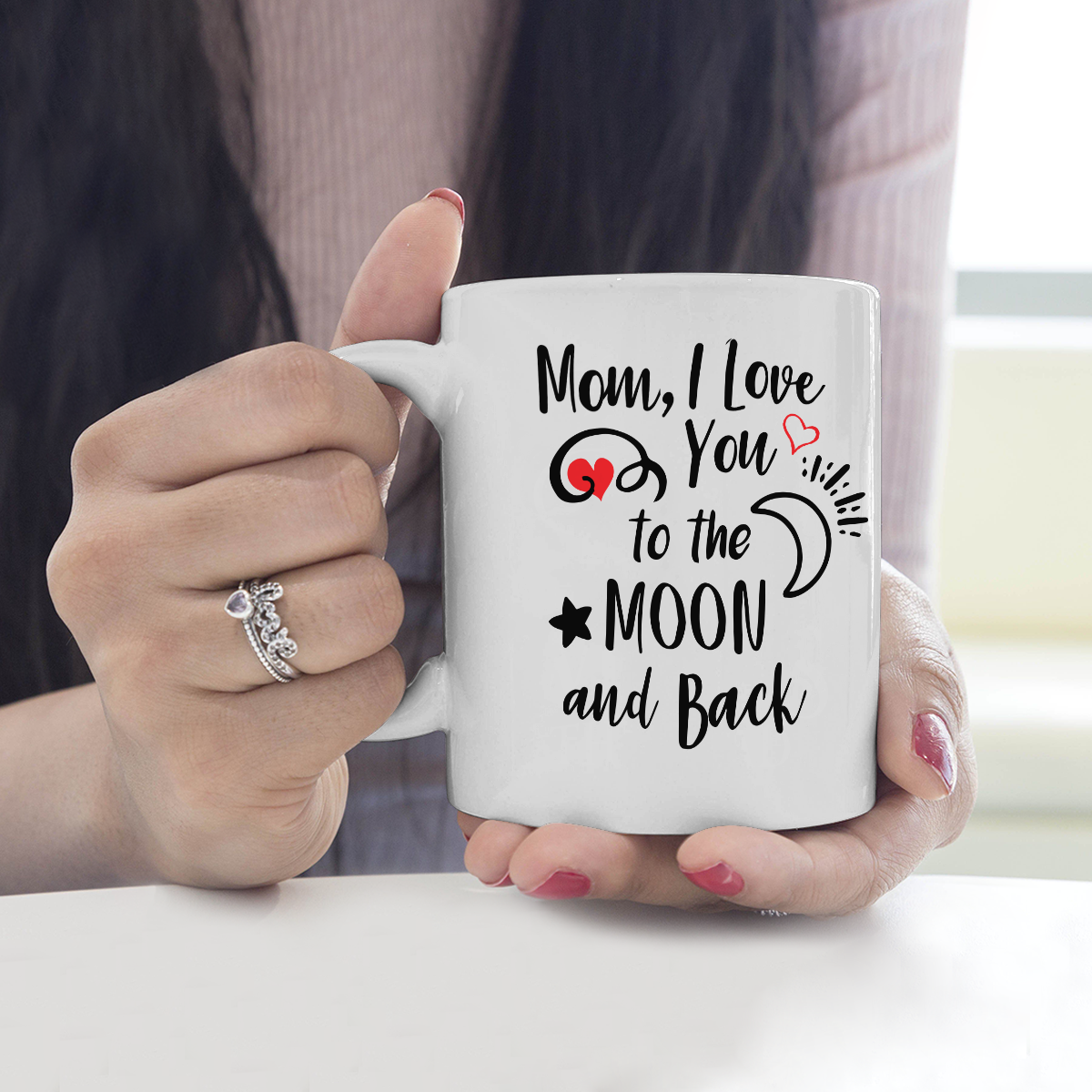 Best Gift For Mother White Mug I Love You To The Moon