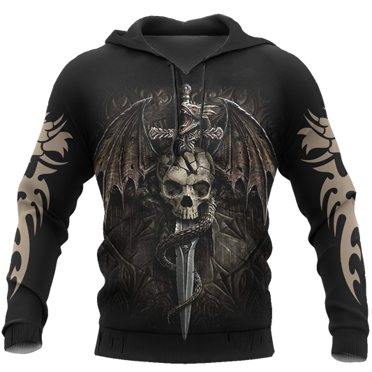 3D Tattoo and Dungeon Dragon Hoodie T Shirt For Men and Women NM050919-Apparel-NM-Hoodie-S-Vibe Cosy™