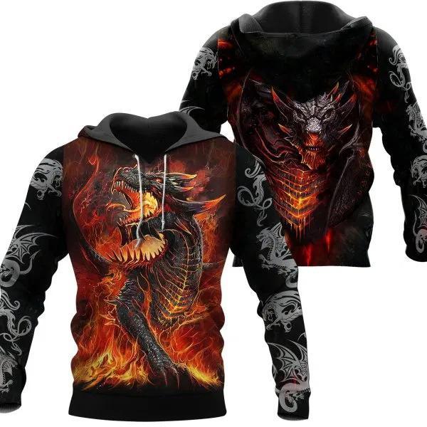 3D Tattoo and Dungeon Dragon Hoodie T Shirt For Men and Women NM050935-Apparel-NM-Hoodie-S-Vibe Cosy™
