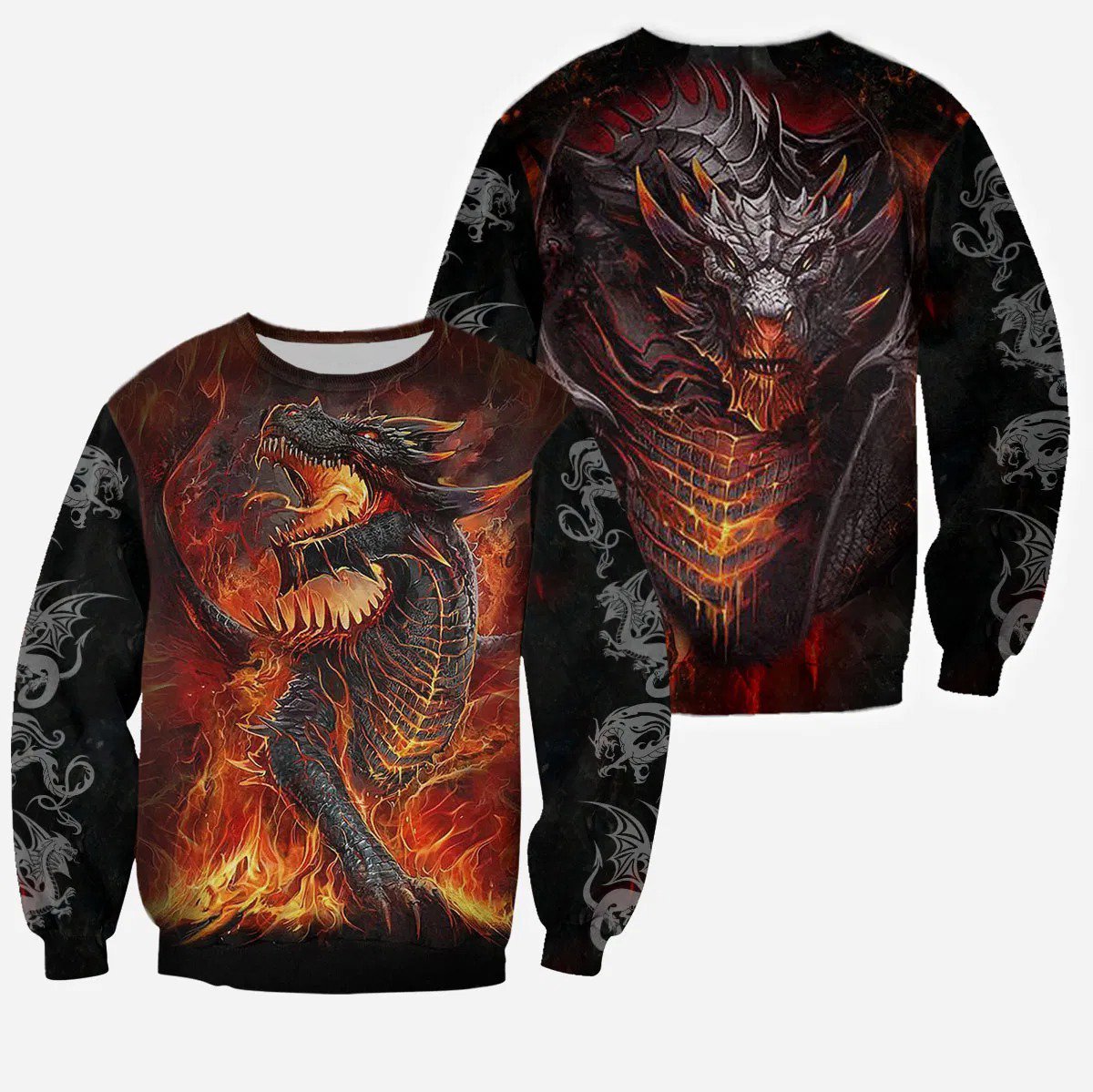 3D Tattoo and Dungeon Dragon Hoodie T Shirt For Men and Women NM050935-Apparel-NM-Sweatshirts-S-Vibe Cosy™