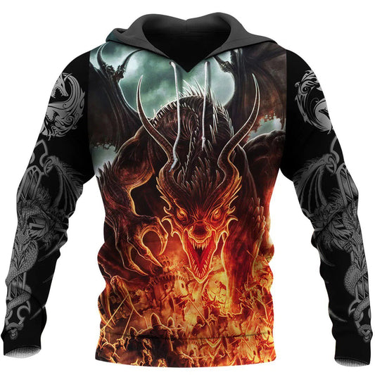 3D Tattoo and Dungeon Dragon Hoodie T Shirt For Men and Women NM050940-Apparel-NM-Hoodie-S-Vibe Cosy™