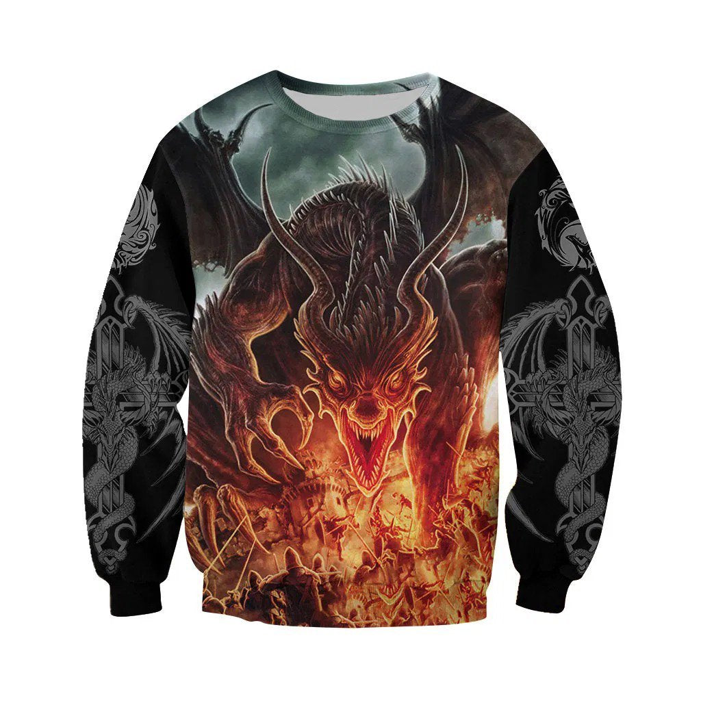 3D Tattoo and Dungeon Dragon Hoodie T Shirt For Men and Women NM050940-Apparel-NM-Sweatshirts-S-Vibe Cosy™