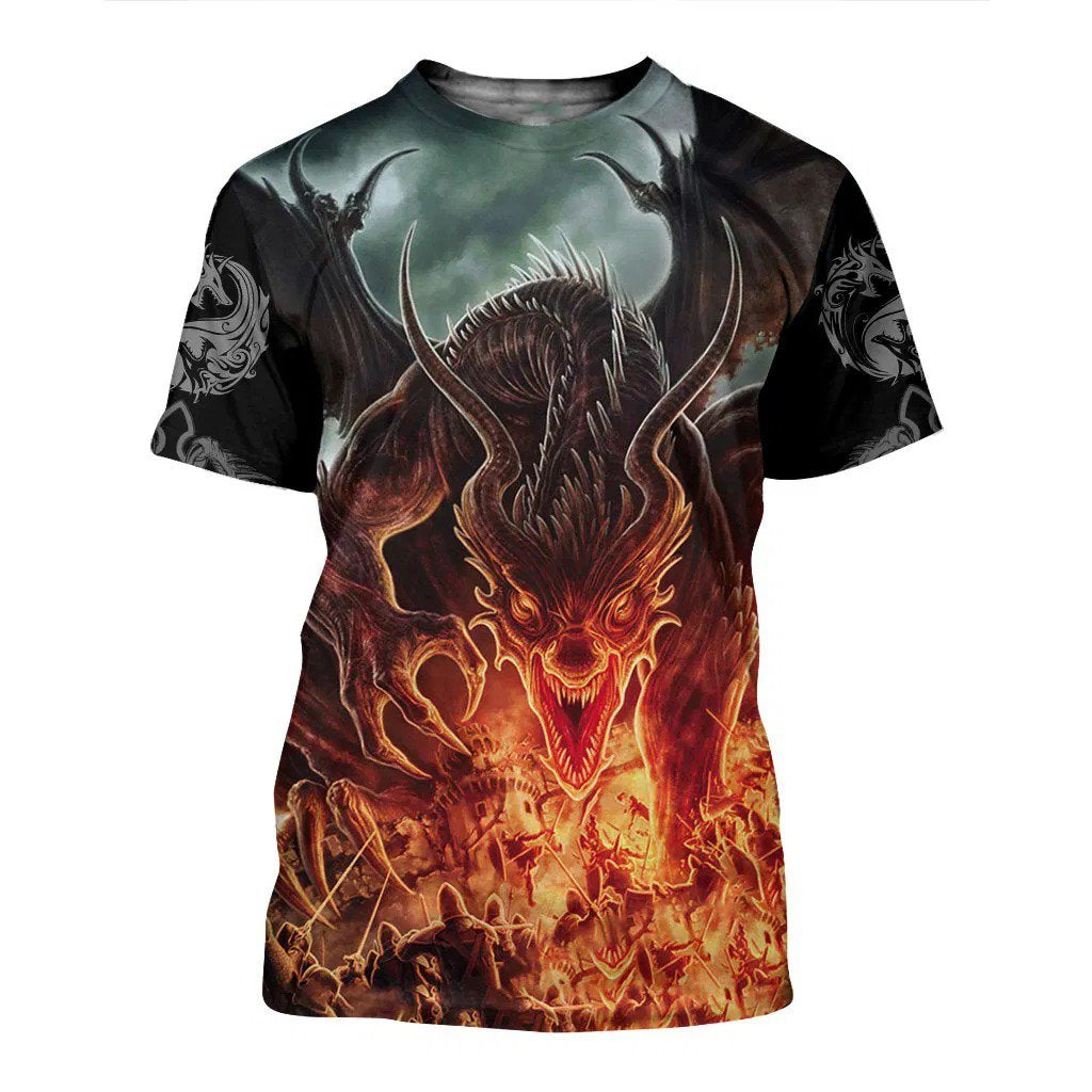 3D Tattoo and Dungeon Dragon Hoodie T Shirt For Men and Women NM050940-Apparel-NM-T-Shirt-S-Vibe Cosy™