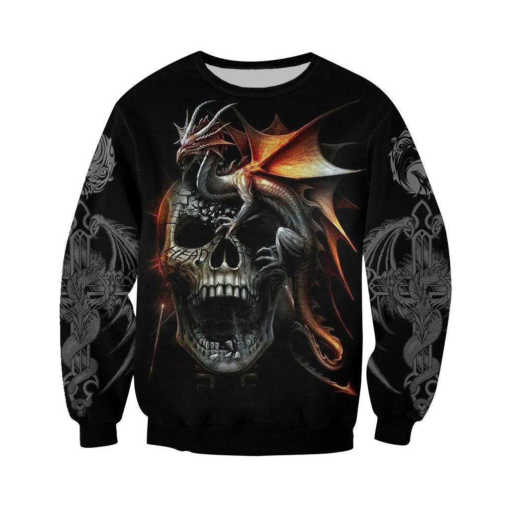 3D Tattoo and Dungeon Dragon Hoodie T Shirt For Men and Women NM050941-Apparel-NM-Sweatshirts-S-Vibe Cosy™