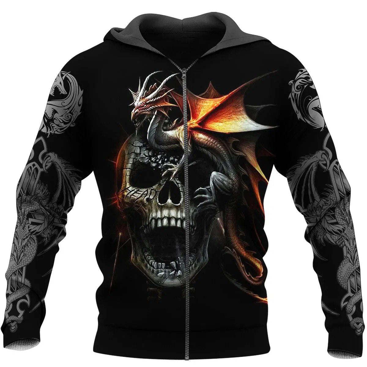 3D Tattoo and Dungeon Dragon Hoodie T Shirt For Men and Women NM050941-Apparel-NM-Zipped Hoodie-S-Vibe Cosy™