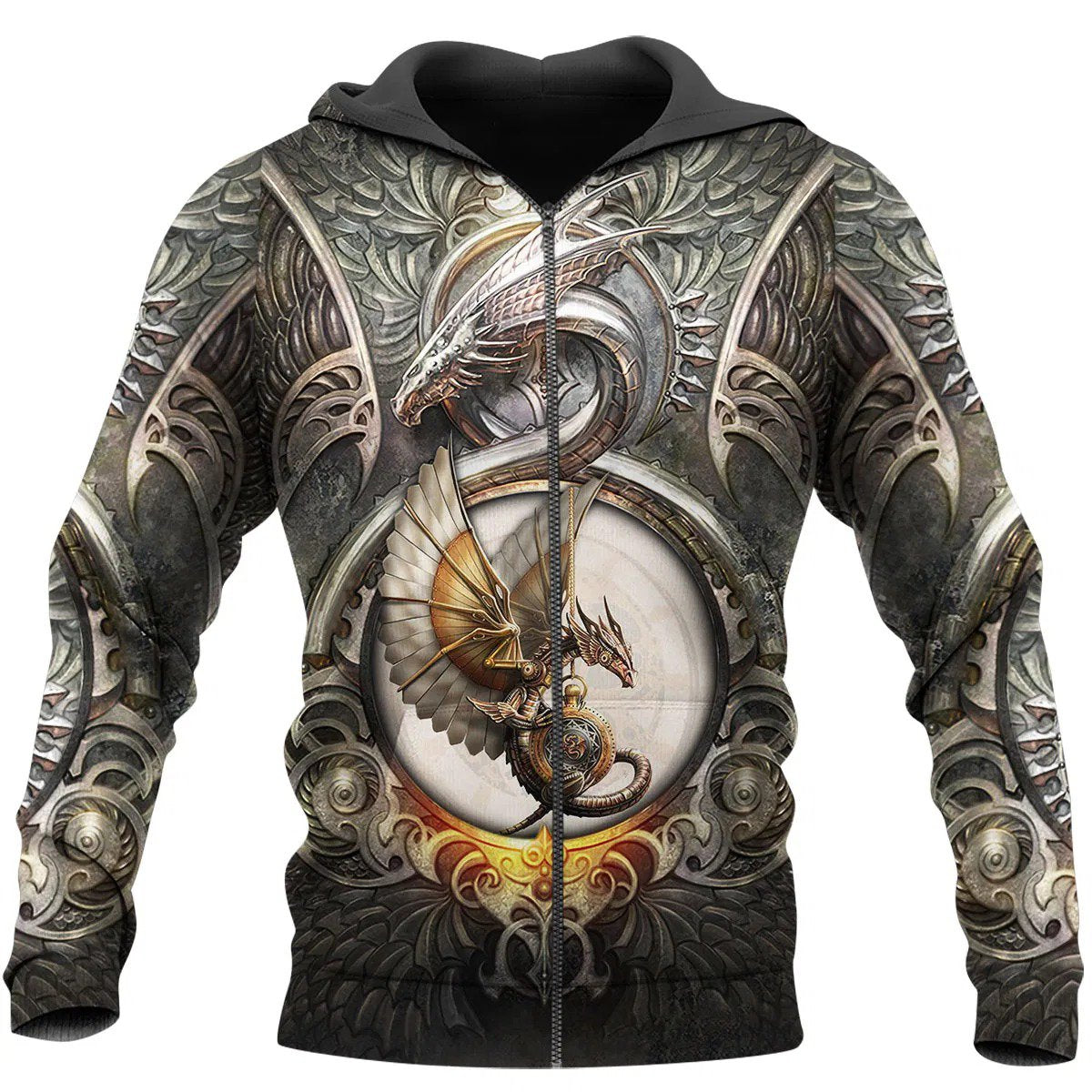 3D Tattoo and Dungeon Dragon Hoodie T Shirt For Men and Women NM050955-Apparel-NM-Zipped Hoodie-S-Vibe Cosy™