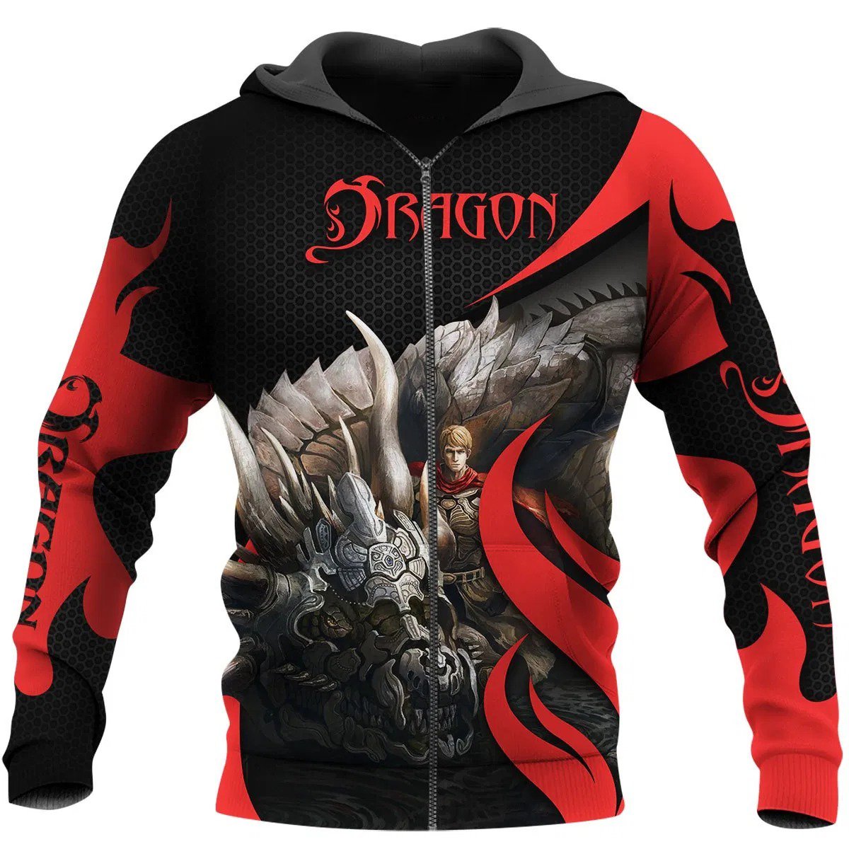 3D Tattoo and Dungeon Dragon Hoodie T Shirt For Men and Women NM050960-Apparel-NM-Zipped Hoodie-S-Vibe Cosy™