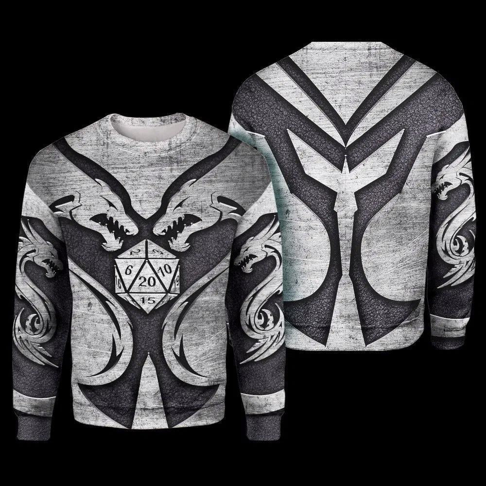 3D Tattoo and Dungeon Dragon Hoodie NM050972-Apparel-NM-Sweater-S-Vibe Cosy™