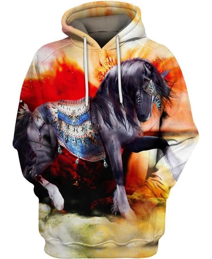 3D All Over Print Horse Hoodie NM120807-Apparel-NM-Hoodie-S-Vibe Cosy™