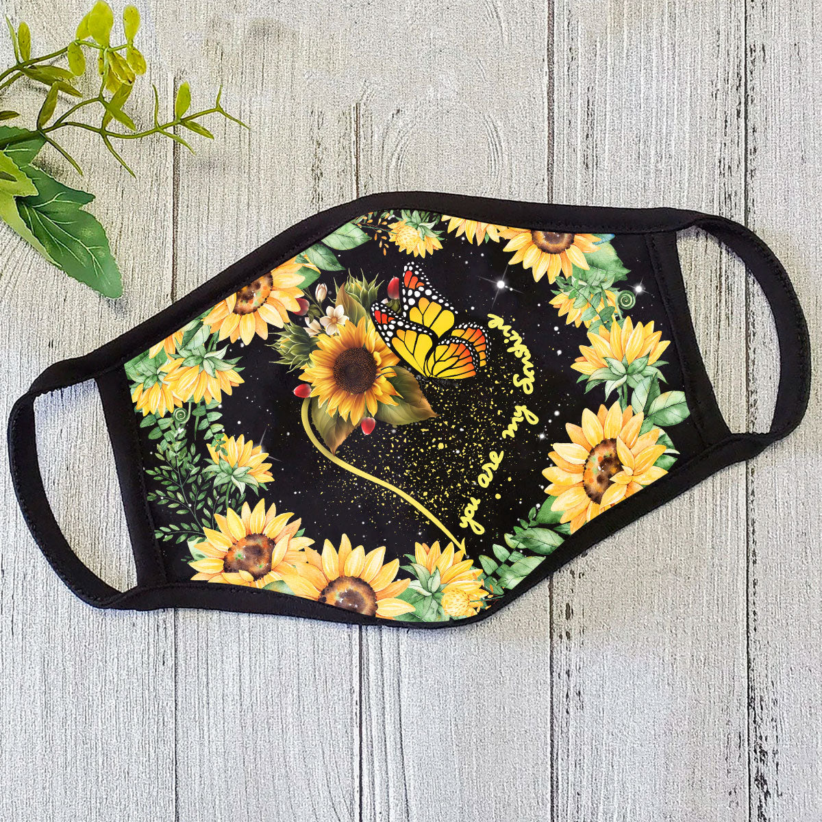 You Are My Sunshine Sunflower Butterfly Face Mask TN
