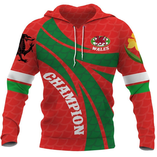 Wales Champion Rugby Hoodie NVD1061 - Amaze Style™-Apparel