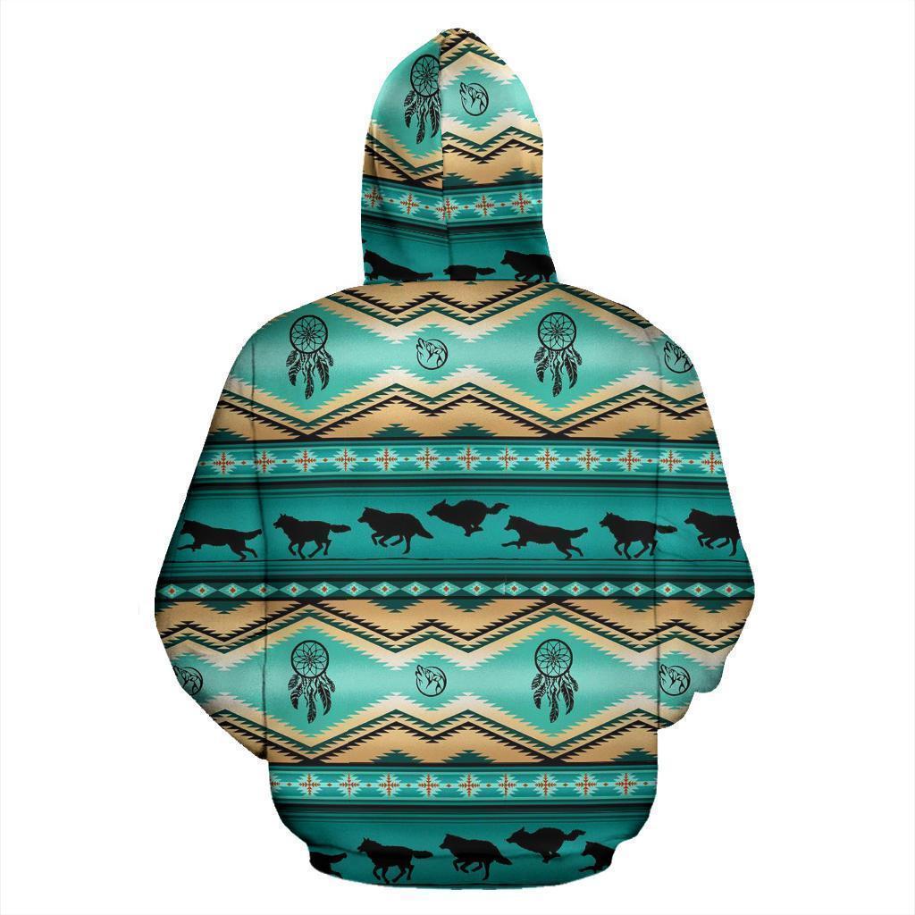 3D Native American Wolf Pattern Zipper Hoodie NVD1303 - Amaze Style™-Apparel