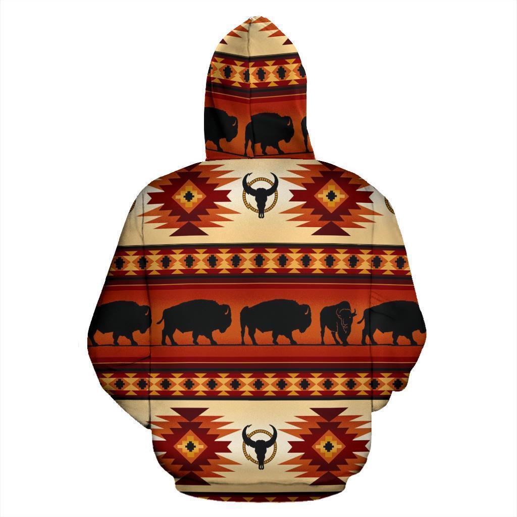 3D Native American Tribal Pattern Bison Brown Zipper Hoodie NVD1304 - Amaze Style™-Apparel