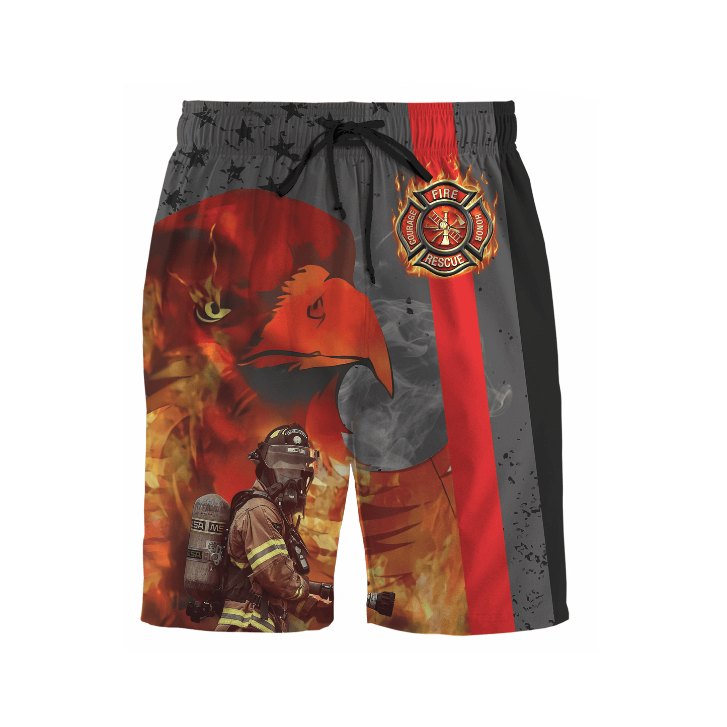 Customize Name Firefigher Combo T-Shirt And Board Short