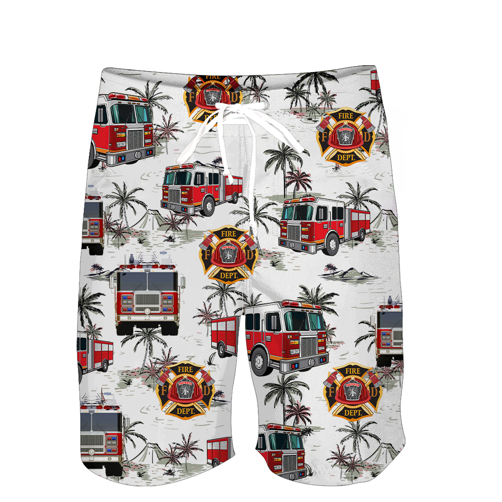 Customize Name Firefigher Combo T-Shirt And Board Short
