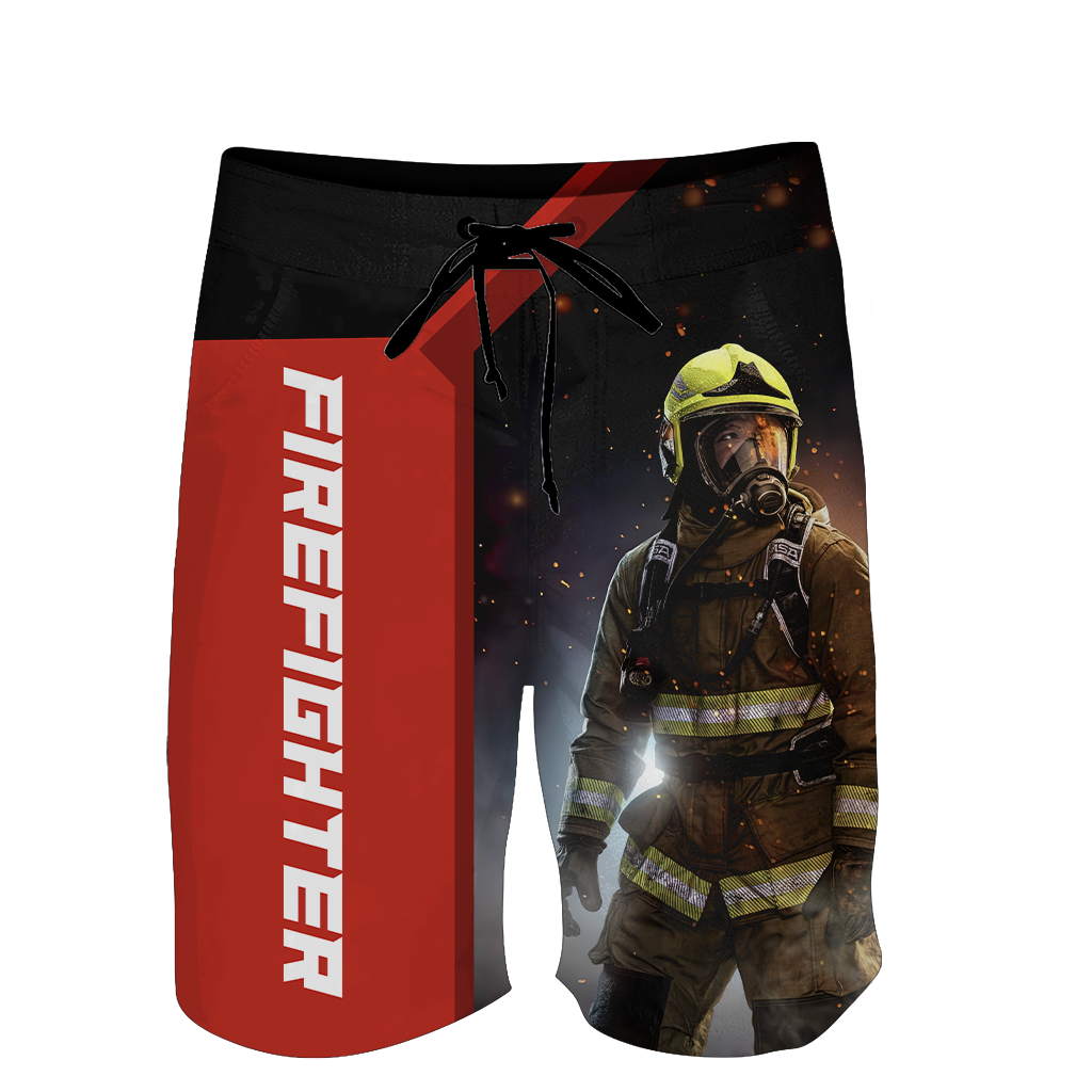 Customize Name Firefigher Combo T-Shirt And Board Short
