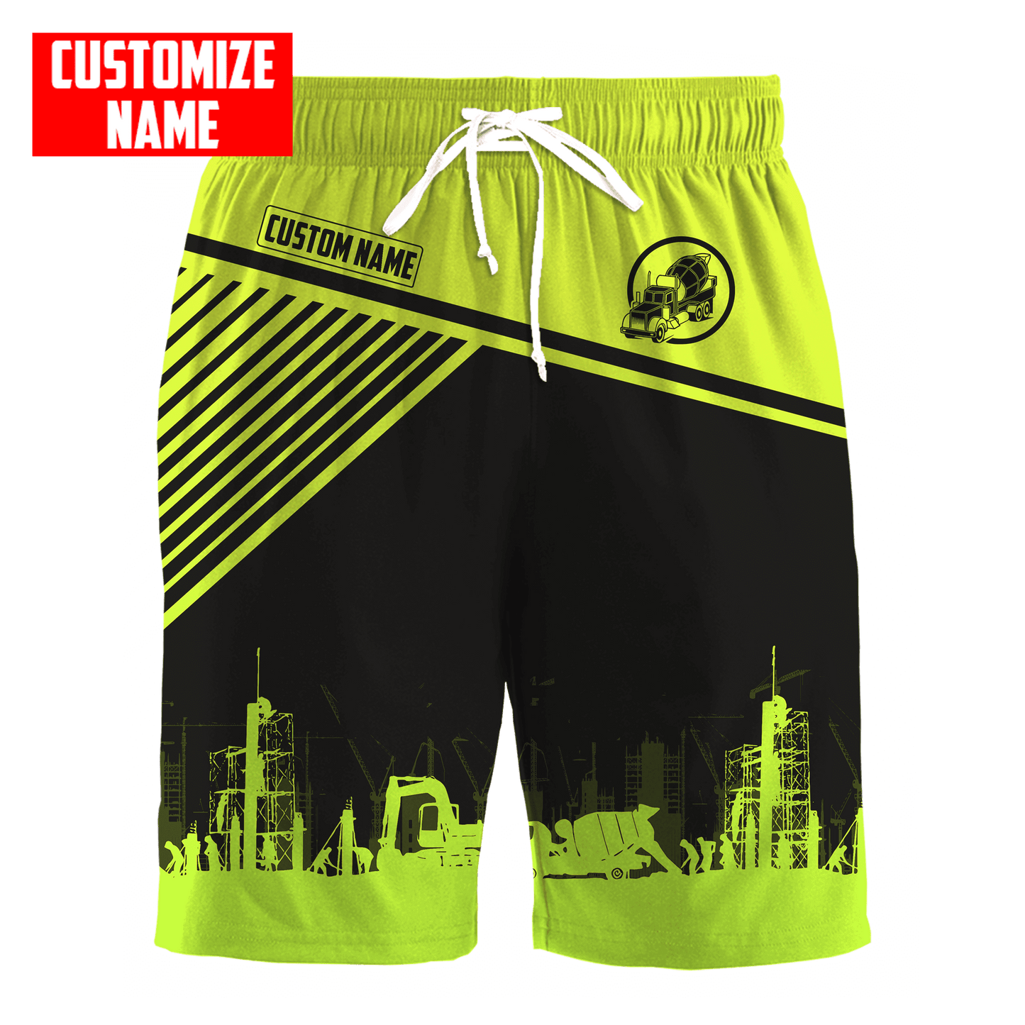 US Green Concrete Finisher Mixer Truck Custom name 3D Printed Shirts