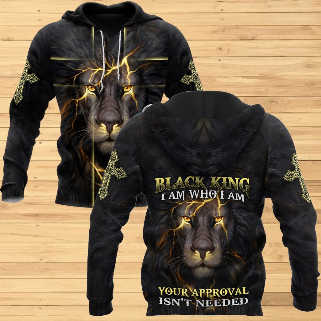Black King-I Am Who I Am Christian Cross 3D All Over Printed Shirts For Men and Women Pi11062003
