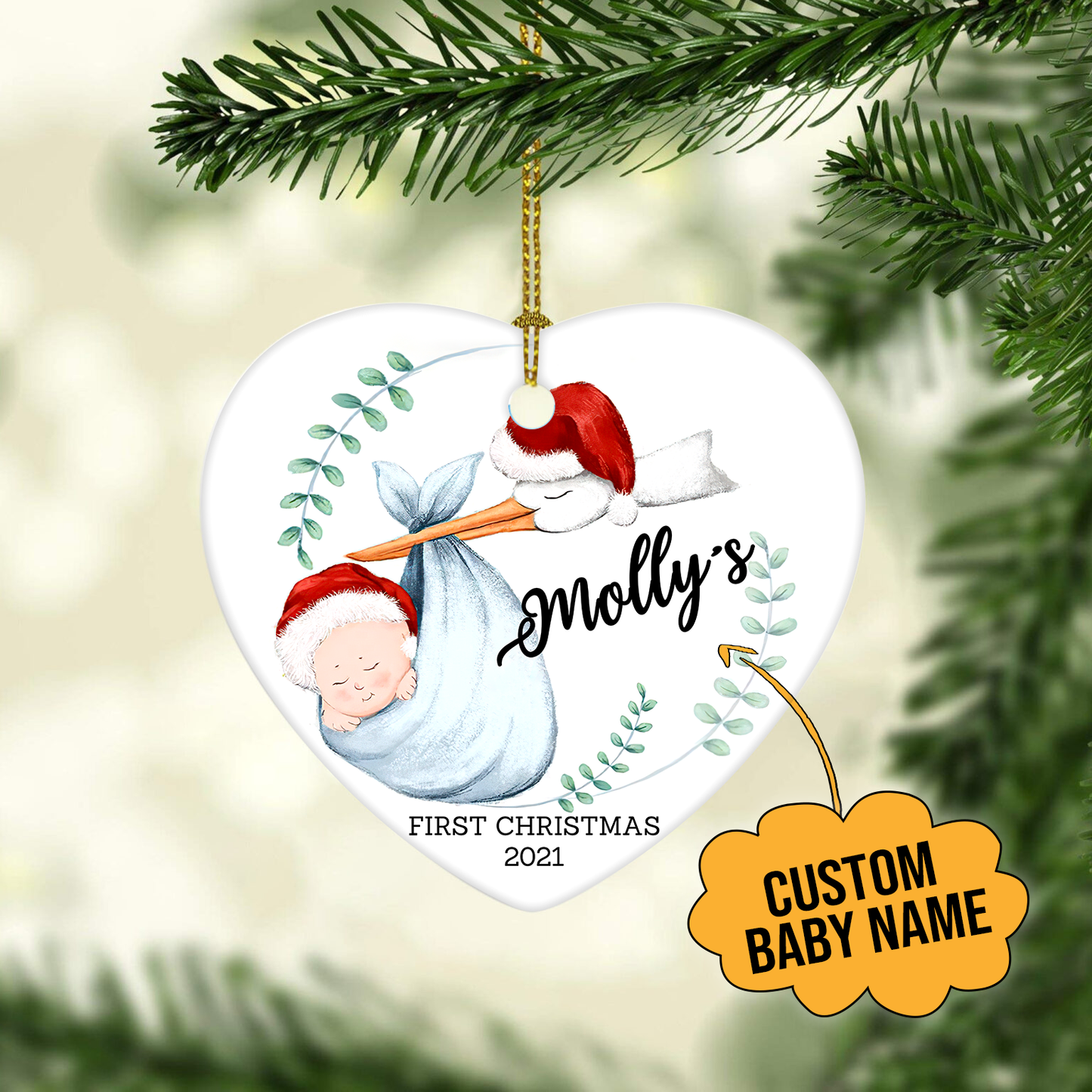 Baby First Christmas Customized Ornament, Christmas Gifts Home Decor Gift For Baby