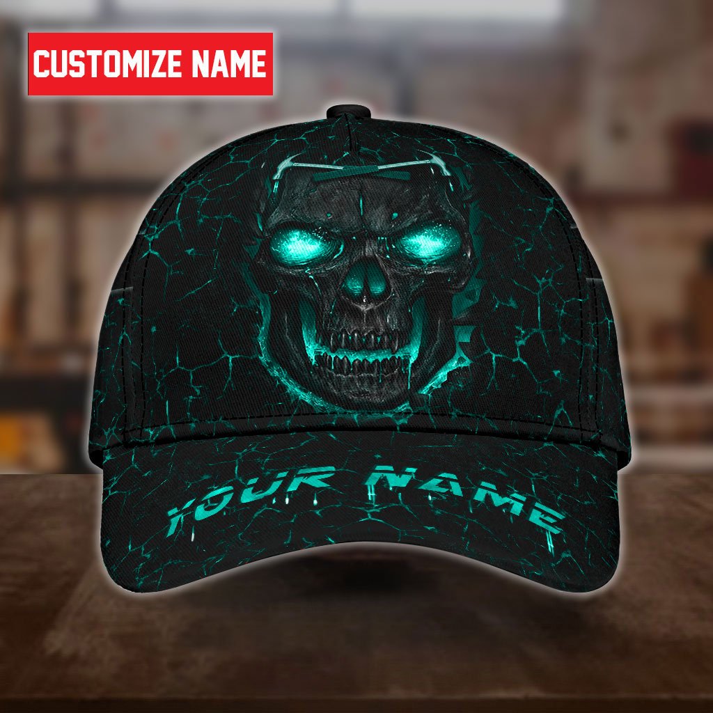 Tmarctee Carpenter Customized Name 3D All Over Printed Classic Cap Blue Skull