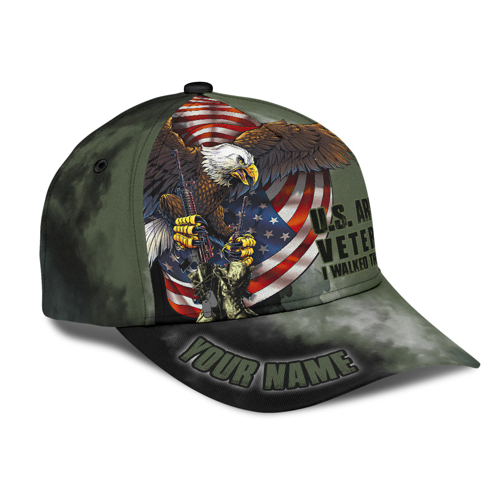 US Army Veteran American Flag Eagle Personalized Name Classic Cap